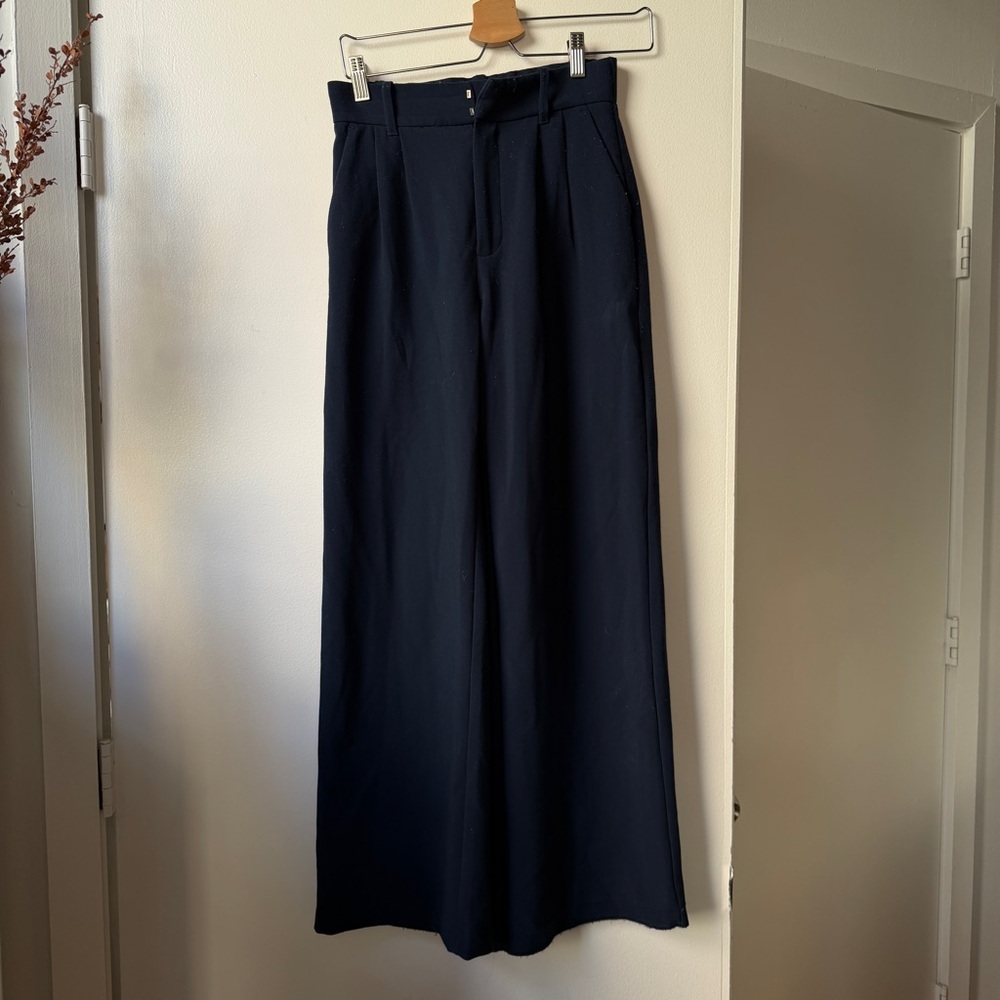 Abercrombie & Fitch Navy Wide-Leg Trousers - Picture 5 of 7